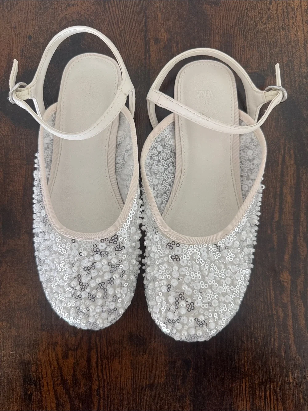 Zara SEQUIN SLINGBACK BALLET FLATS